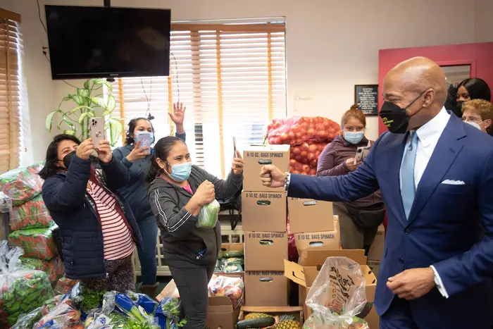 Mayor Eric Adams visited Mercy Center in the Bronx on February 10, 2022, where he signed two executive orders to procure, promote and serve nutritious food citywide.